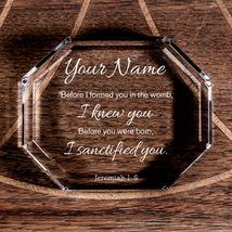 Jeremiah 1:5 I Sanctified You Octagonal Paperweight Personalized Christi... - £50.80 GBP