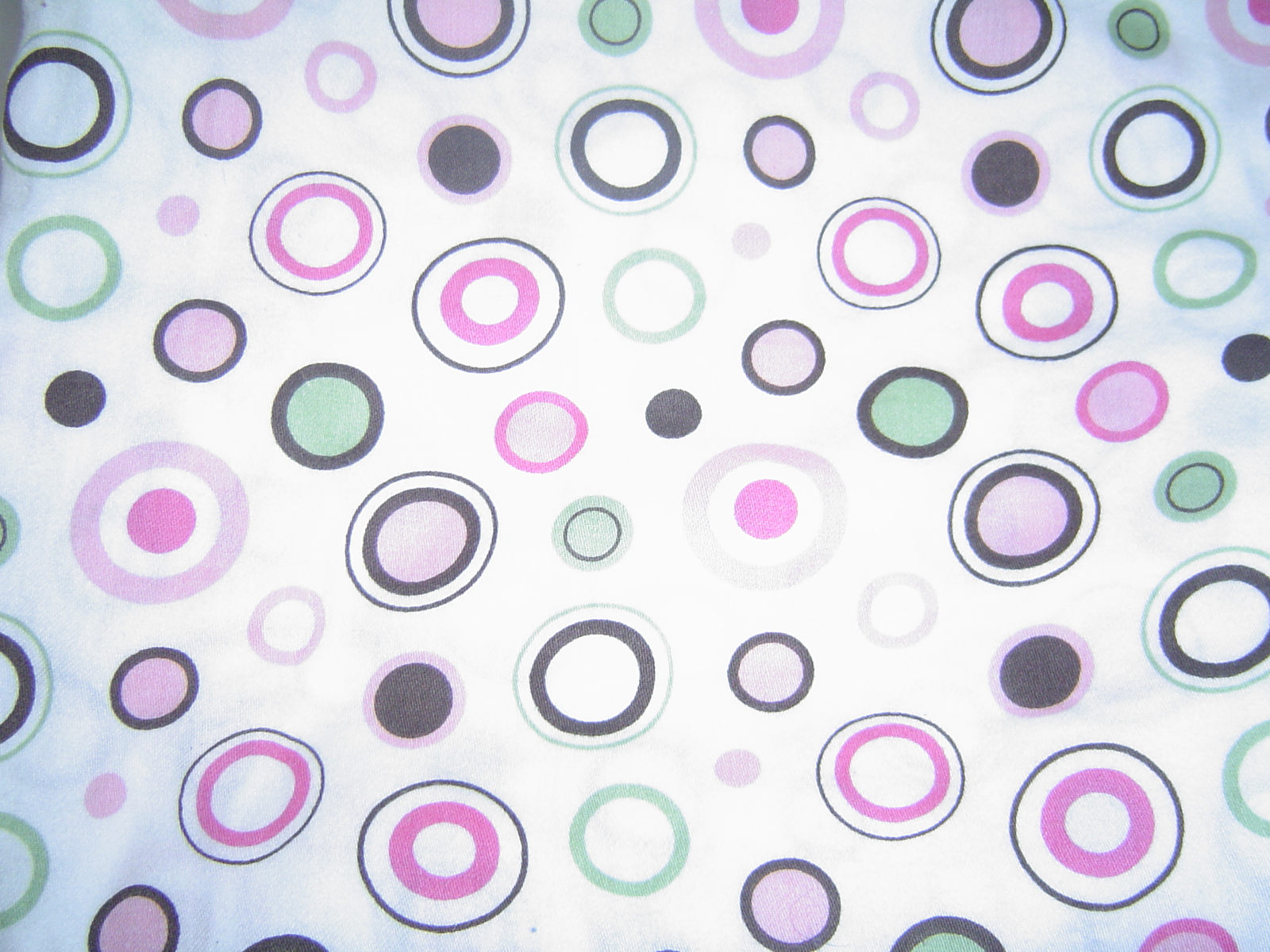  White with Pink Green and Brown Circles Cotton Sewing Fabric - $14.99