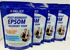 LOT 4 Relief Post-Workout Cooling Citrus Epsom Salt Recovery Soak 16 oz Ea=4 LBS - £20.93 GBP