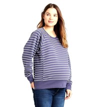 Sweatshirt Isabel Maternity Size M Blue White Striped Pullover 100% Cotton - £11.48 GBP