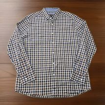 Johnston &amp; Murphy Button Up Shirt Men's Size Large Blue White Brown Plai... - $25.73