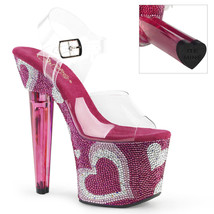 Pleaser LOVESICK-708HEART Women&#39;s 7&quot; Heel Platform Ankle Strap W/RS Heart Shoes - $167.95