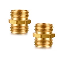 2 pcs Garden Hose Fittings Brass Male to Male Connector 3/4&quot; GHT - £7.47 GBP