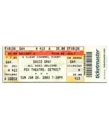 David Gray Concert Ticket Stub January 26 2003 Detroit Michigan - £11.64 GBP