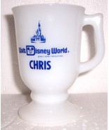WALT DISNEY WORLD &quot;CHRIS&quot; MILK GLASS NAME PEDESTAL MUG - $24.99