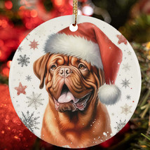 Merry Xmas Dogue de Bordeaux Dog Santa Snow Winter Christmas Ornament Gift Decor - $15.79