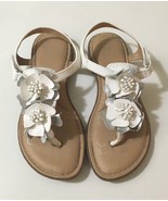 Youth Girls BOC Born White Leather Flower Thong Sandals Padded Footbed S... - $25.71 CAD