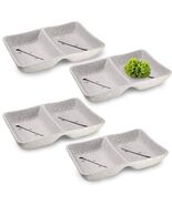 Happy Sales HSSD-DBWB4 Dual Sauce Bowls Set of 4 White &amp; Blue Cherry Blo... - $260.94 MXN