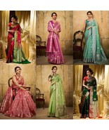 Embroidered Banarasi Satin Saree - $566.83 MXN
