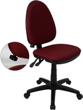 The Flash Furniture Mid-Back Burgundy Fabric Multi-Function Swivel Task Office - £95.85 GBP