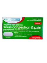 Value Health Sinus Congestion/Pain-Severe:12 Caplets-Day Time Non-Drowsy. - $53.98 CAD