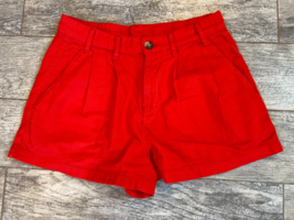 Free People Shorts Pleated size 4 Orange High Rise Stretch Pockets Festival - $29.04