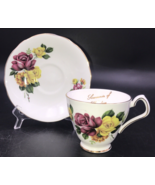 Souvenir of Windsor 2580/7 Red &amp; Yellow Flowers Bone China Footed Cup &amp; ... - £11.11 GBP