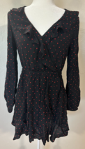 Express Dress Women&#39;s Size Medium Polka Dots V Neck Long Puff Sleeve Ruf... - €12,60 EUR