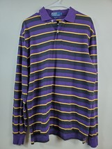Ralph Lauren Polo Shirt Men Medium Purple Yellow Black Knit Long Sleeve Pullover - £10.36 GBP