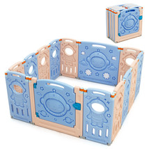 14-Panel Foldable Baby Playpen Kids Activity Center W/ Lockable Door - £122.59 GBP