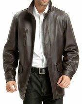 New Men Brown Halloween Soft Lambskin Leather Trench Coat Handmade Casual Formal - £123.72 GBP