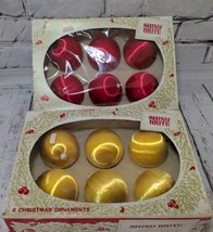 Shiny Brite Vintage Satin Wrapped Unbreakable Christmas Ornaments Red &amp; ... - $18.69