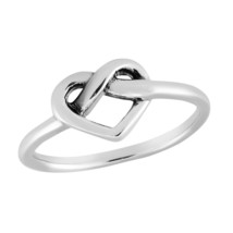 Tangled Infinity Heart Knot Sterling Silver Band Ring-9 - £13.44 GBP