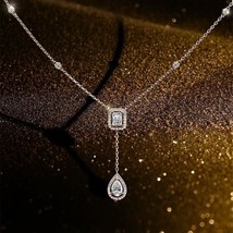 Gift 1/2Ct Teardrop &amp; Emerald Created Diamond Y Style Choker Necklace in 925 Sil - £60.41 GBP
