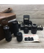 Minolta XG 7 Camera 200x Flash and Lens Lot With Carry Case Macro Auto V... - $173.24