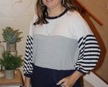 Adora Striped Long Sleeve Top Navy - $45.00