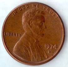 Moderately Circulated 1974 D Lincoln Penny About XF - £1.88 GBP