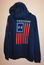 Under Armour Navy Blue Freedom Flag Pullover Fleece Hoodie Size 2X-Large New - $75.00