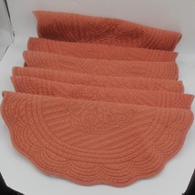 Set Of 6 Placemats Blanc Marcio Shabby Chic Round Scalloped Terra Cotta - $25.74