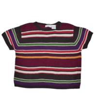 Kathy Ireland Sweater Womens L Short Sleeve Linen Blend Striped Crewneck Jumper - £11.12 GBP