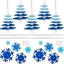 24 Sets Blue Snowflake Layered Christmas Ornament Craft Kit Makes 24 Small Felt  - £19.54 GBP