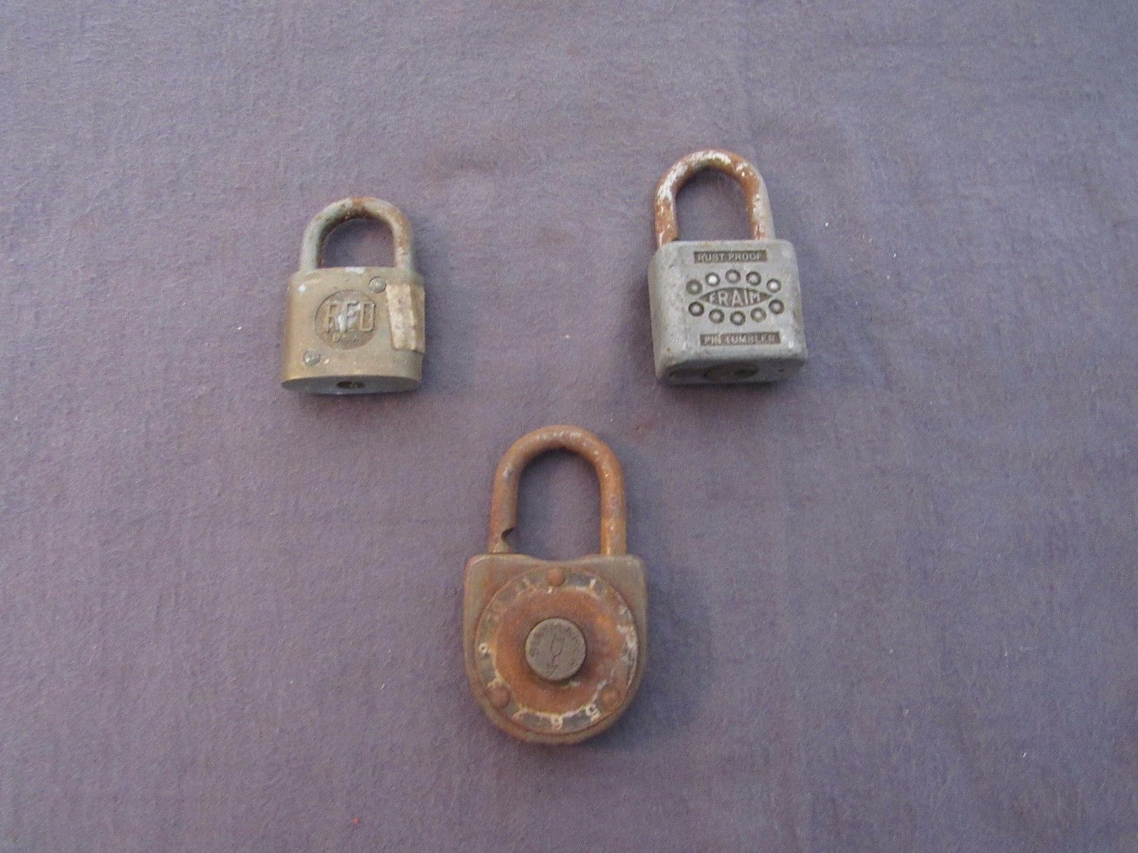 Lot 3 Vintage Locks Fraim Slaymaker RFD Walsco Antique Padlock Combo Lock - $21.90