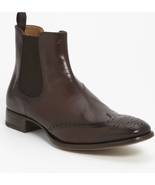 Ankle Boot Dark Brown Color Wing Tip Brogue Elastic Back Pull Men Leathe... - £125.07 GBP