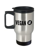 Funny Travel Mug for Vegan 14oz - VEGAN AF - Vegetarian Birthday Gift, Friend, C - £18.23 GBP