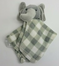 Lila &amp; Jack Baby Lovey Grey Elephant Security Blanket Plush Gray White Check - £15.12 GBP