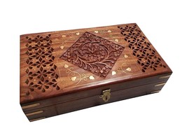 Wooden Jewellery Box for Women Jewel Organizer Hand Carved Carvings Gift Items - $26.96