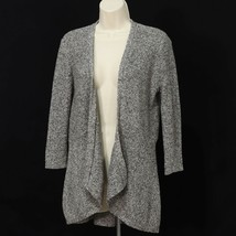 Eileen Fisher Womens Cardigan Sweater XS Open Front Draped Black White Linen - £34.39 GBP