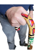 Manly Heavy Duty Hand Carved Wooden Cane Mexican Aztec Hand Painted Mexi... - $43.31 CAD
