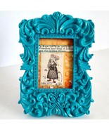 Golden Fleece - Mini Encaustic and Collage In Ornate Turquoise Plaster F... - £15.42 GBP