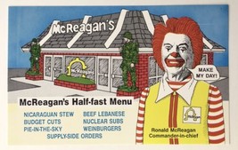 McReagan&#39;s Restaurant President Ronald Reagan Parody PC  1986 Political Humor - £12.63 GBP