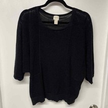 Chicos Womens Black Crochet Knit Dolman Sleeve Cropped Sweater Top Size ... - $27.72