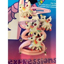 Unicorn Hair Ponies and Barrette Hair Clips Birthday Party Favors Set of 4 - $4.15