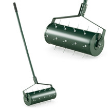 18&quot; Manual Lawn Aerator Heavy Duty Rolling Push Grass Aeration Tool with... - $76.99