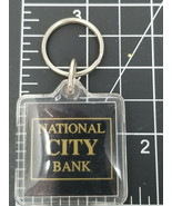 National City Bank Keychain Plastic Gold on Black 1980s Vintage - $12.30