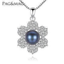 Fashion Simple Design Women Pearl Silver Pendant Necklace Short S925 Snowflake N - £27.89 GBP
