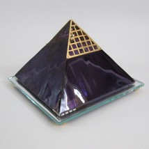 Vintage Kheops International Glass Purple Pyramid Brass Mirror Base - £26.09 GBP