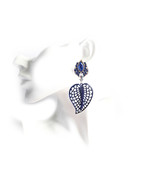 Blue Leaf Earrings, Teal Blue Earrings, Blue Dangle Earrings, Modern Blue  - £25.17 GBP