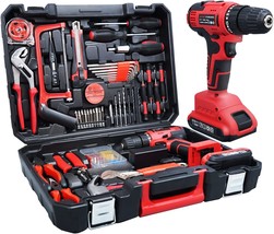 jar-owl 21V Max Cordless Drill/Driver Kit, Brushless, Tool Set with Drill, Red - £81.30 GBP