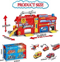 DIY City Action Set Fire Truck Station Garage 5 Cars Stickers Lights Sounds 3+ - £21.18 GBP