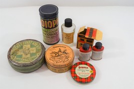 Tin Lot Scotch First Aid Wernet&#39;s Powder Properts Saddle Soap Eau de Col... - $72.55